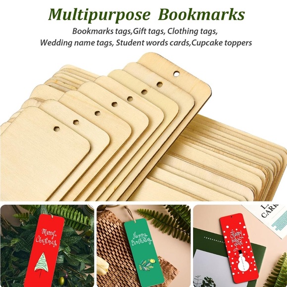 Zonon Large Size Wood Blank Bookmarks DIY Package Tags - Picture 6 of 6